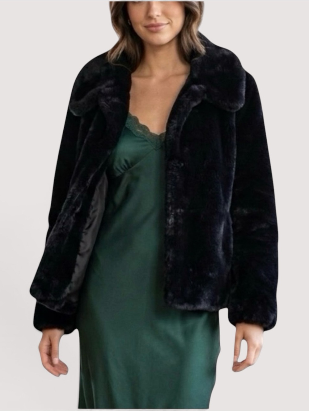 Vintage Faux Fur Jacket Black Size 10 Sportowne NY 70s Mob Wife Dressy Night Out